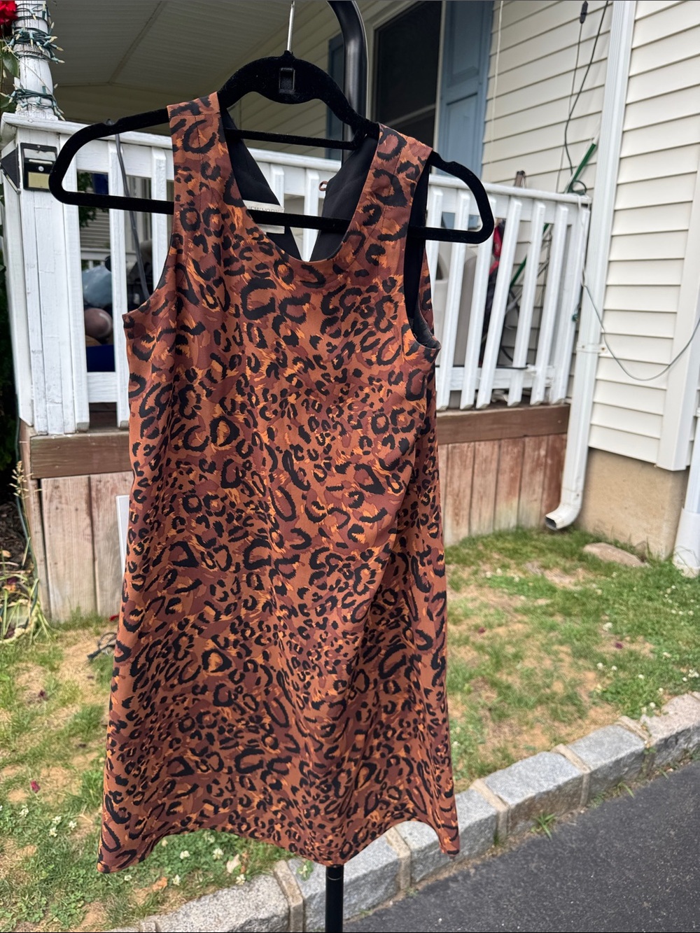 Jones New York Brown Leopard Print Sleeveless Mini Dress